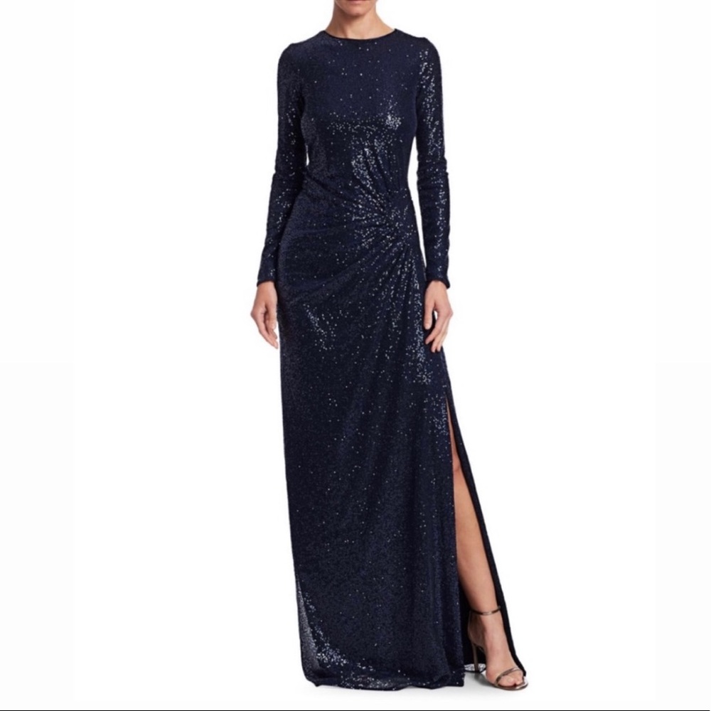Teri Jon navy sequin gown